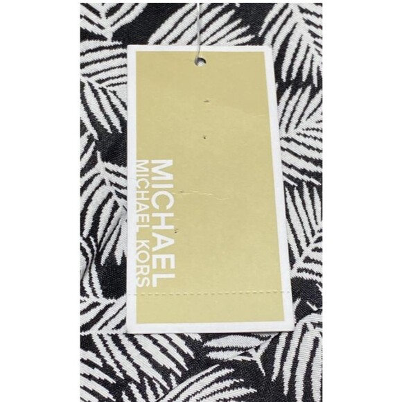 Michael Kors Black Leaf Print Short Sleeve Fit Flare Dress Size 8 NWT - Picture 5 of 8